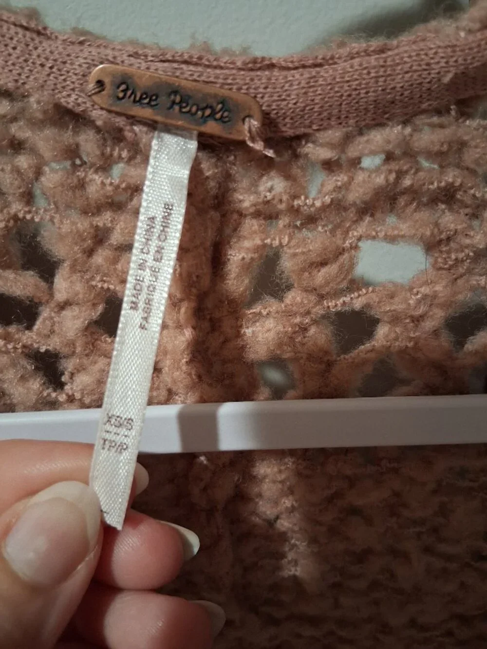Free People Saturday Morning XS/Small Chunky Knit Boho Cardigan Dusty Rose